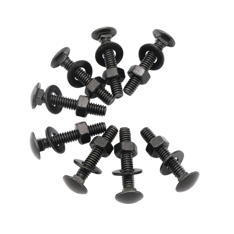 SCXCLY 20 Sets Carriage Bolts Screws, (1/4-20 x 1-1/2") Round Head, Square Neck, with (Hex Nuts & Flat Washers), 304 Stainless Steel, Galvanizing (Black) - Image 1